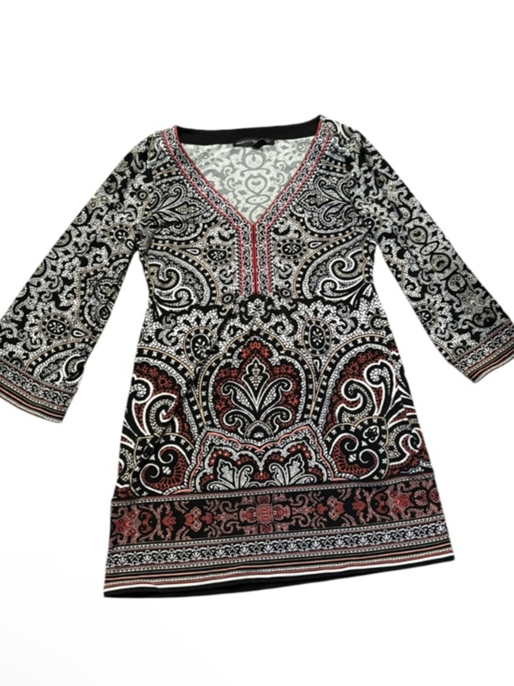 White House black market black pink red tunic top mini dress xs